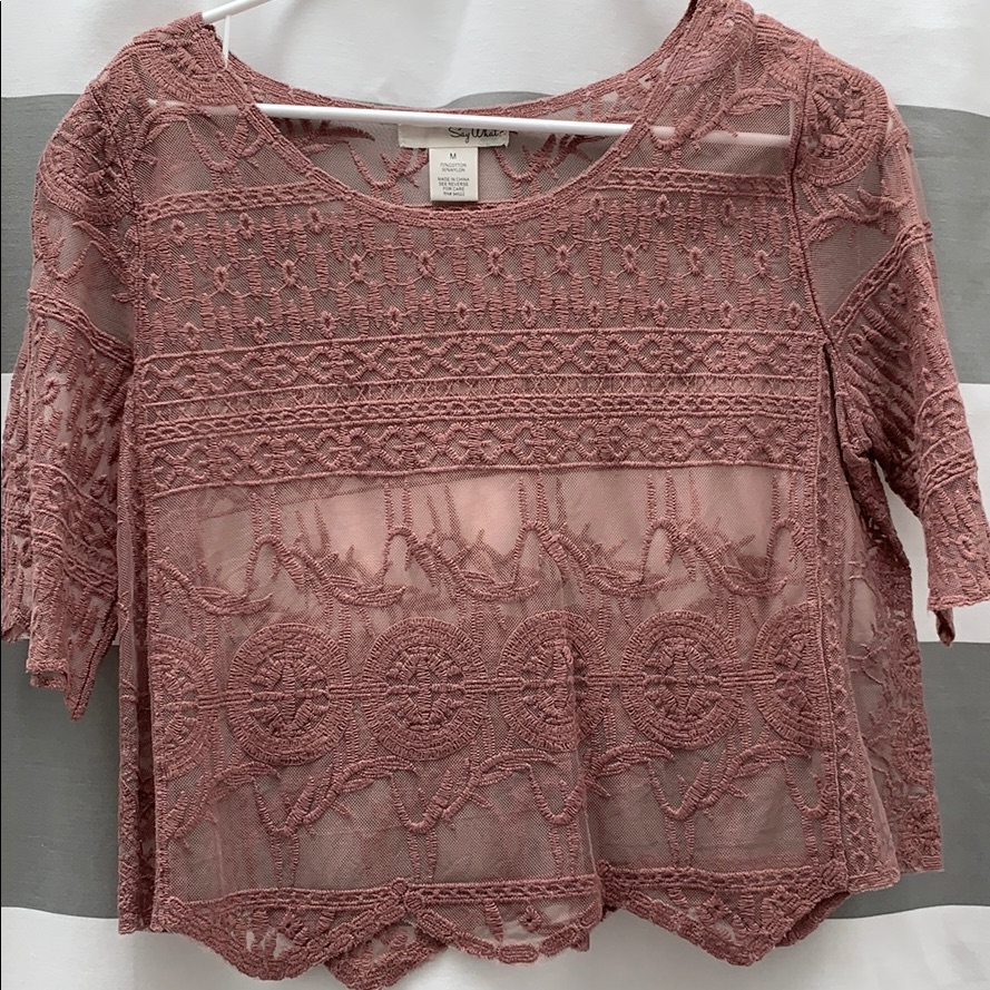 Mauve Lace Embroidered Top